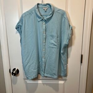 Orvis‎ Classic Collection Linen Blend Short Sleeve Button Front Shirt XL